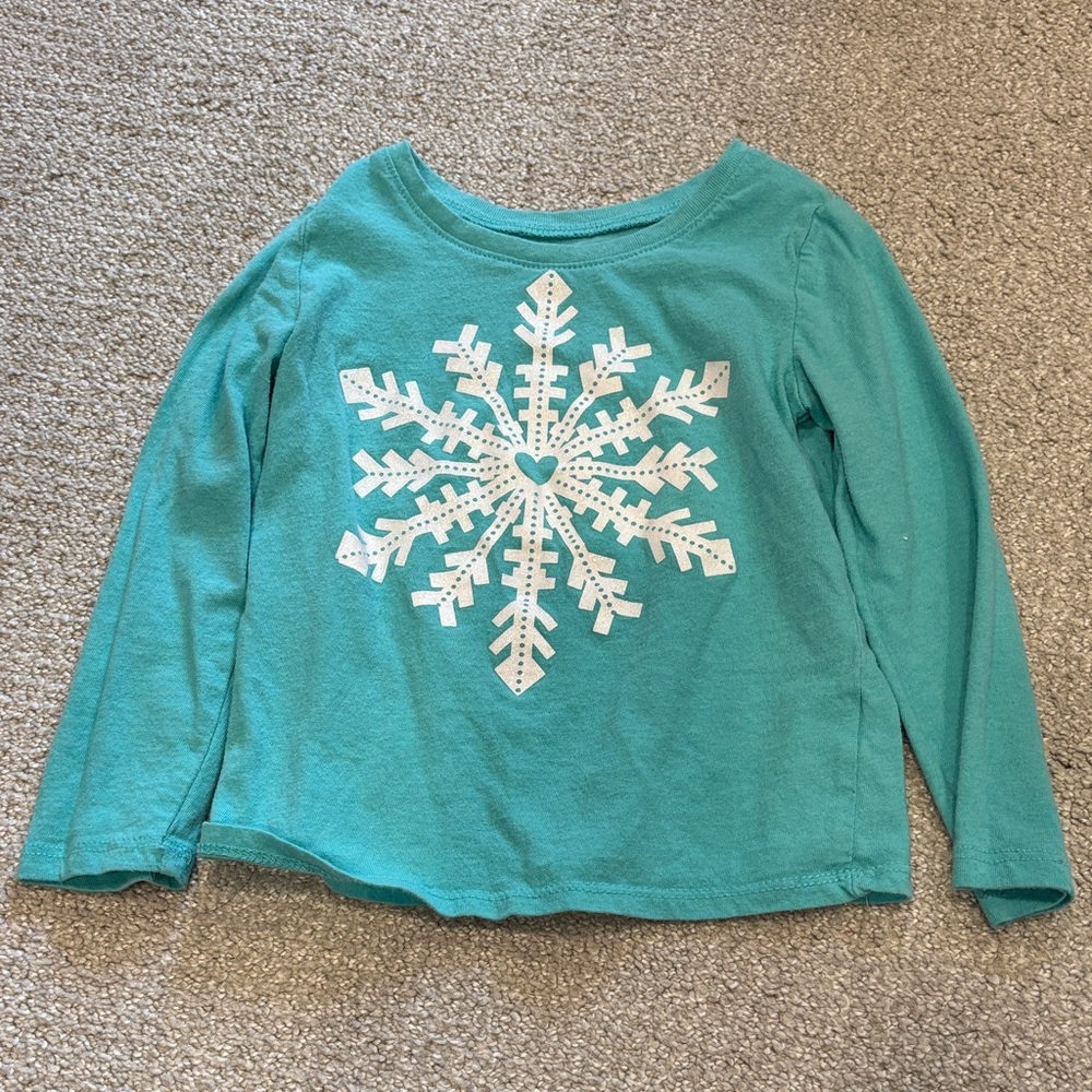 The Children's Place Teal Long-Sleeve Top with White Snowflake